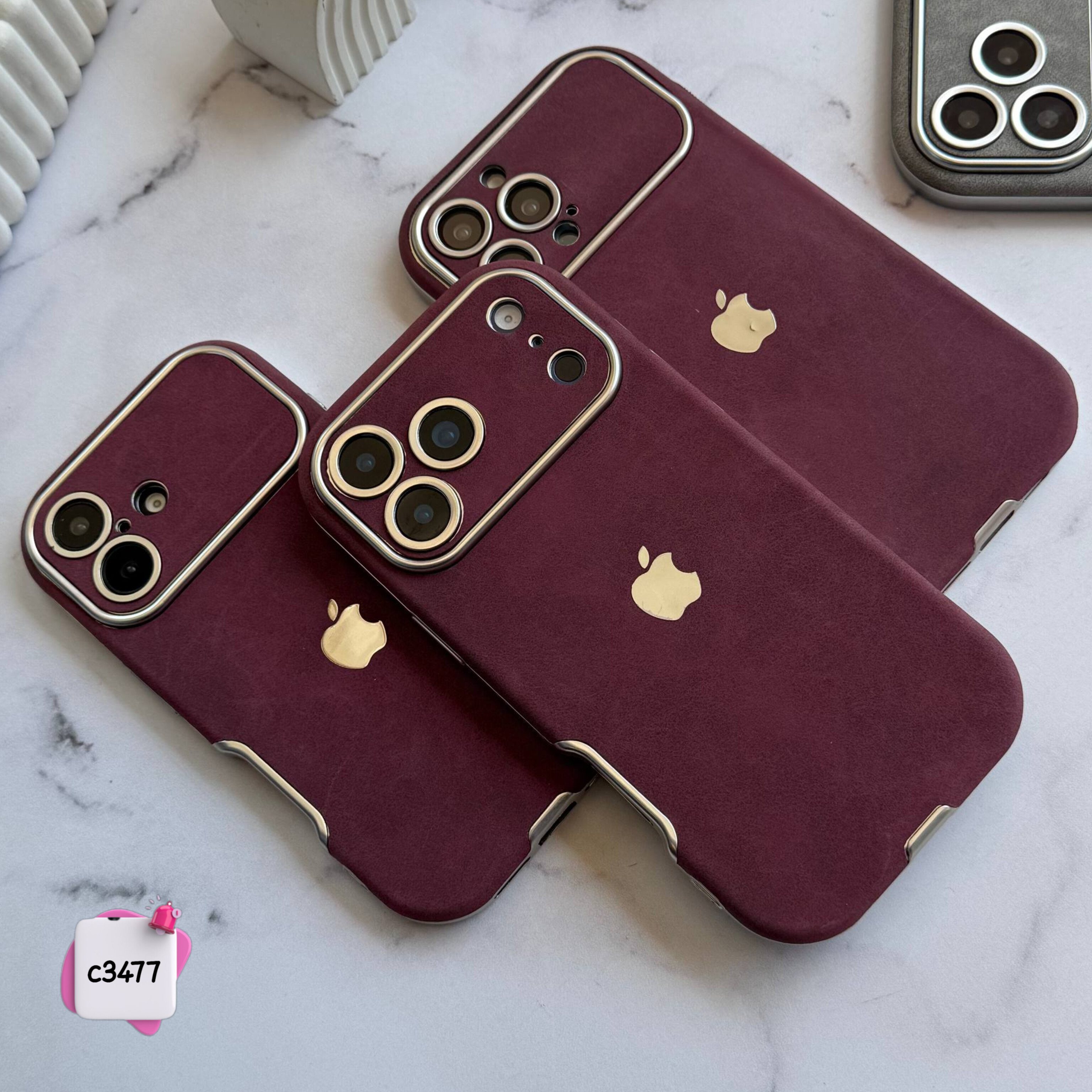 قاب گوشی مخملی دارک چری کانسپت (لنز سری 17) کد c3477 / ایفون