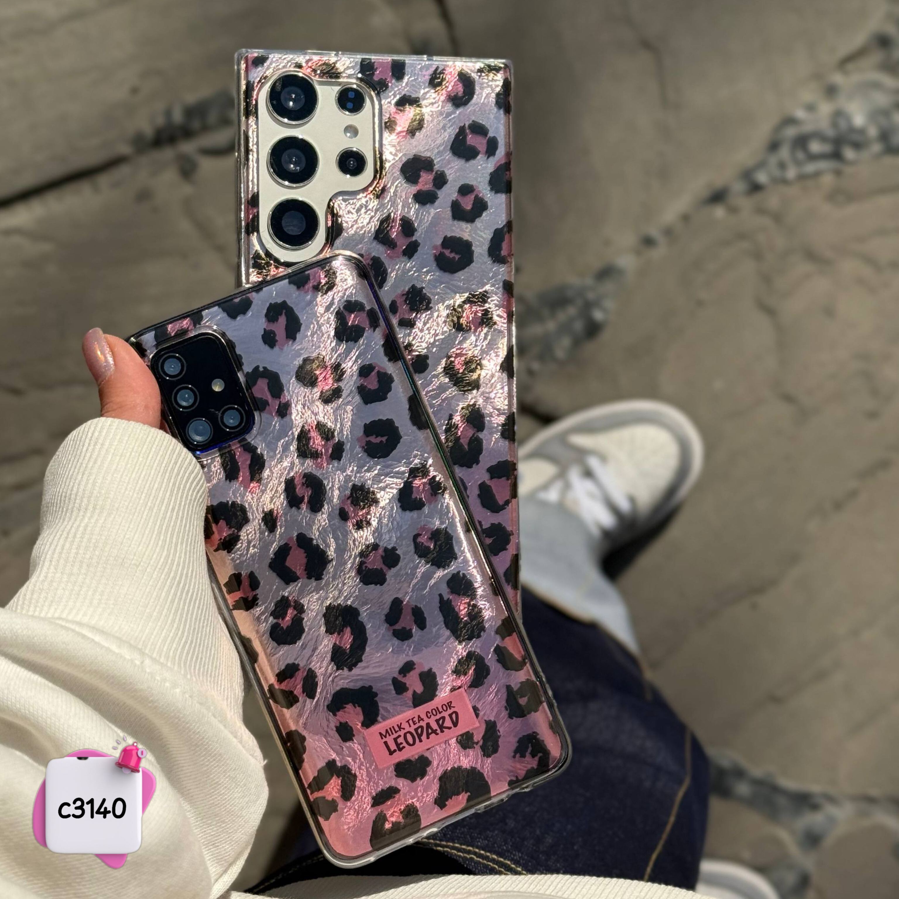 قاب گوشی پلنگی صورتی C3140 / سامسونگ شیائومی