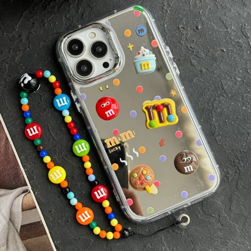 قاب گوشی آیینه ای اسمارتیس M&M + آویز ست /آیفون سامسونگ