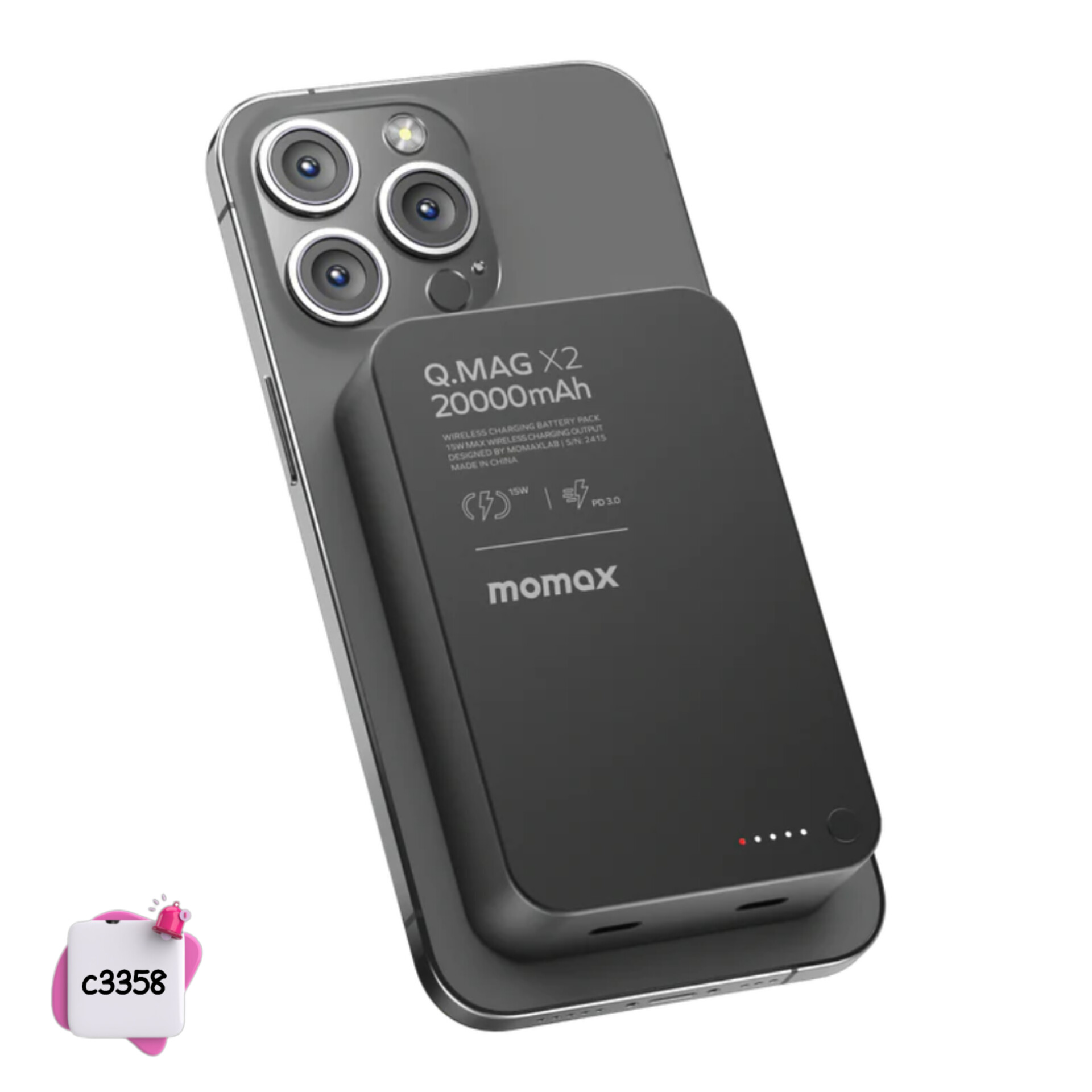 پاوربانک مگ سیف MOMAX مدل IP133 ظرفیت 20000 میلی آمپر کد c3358