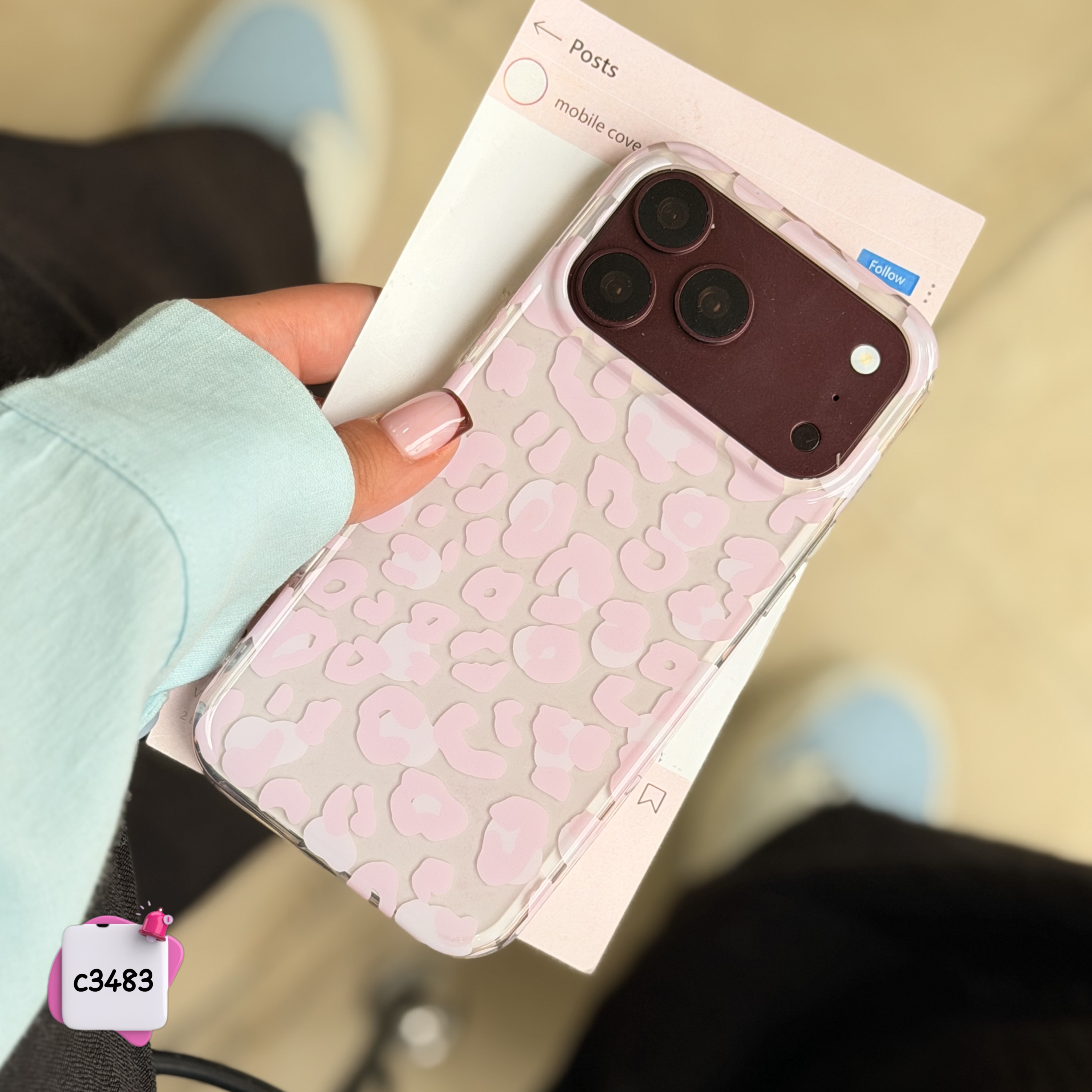 قاب گوشی پلنگی صورتی مینیمال کد c3483 / آیفون