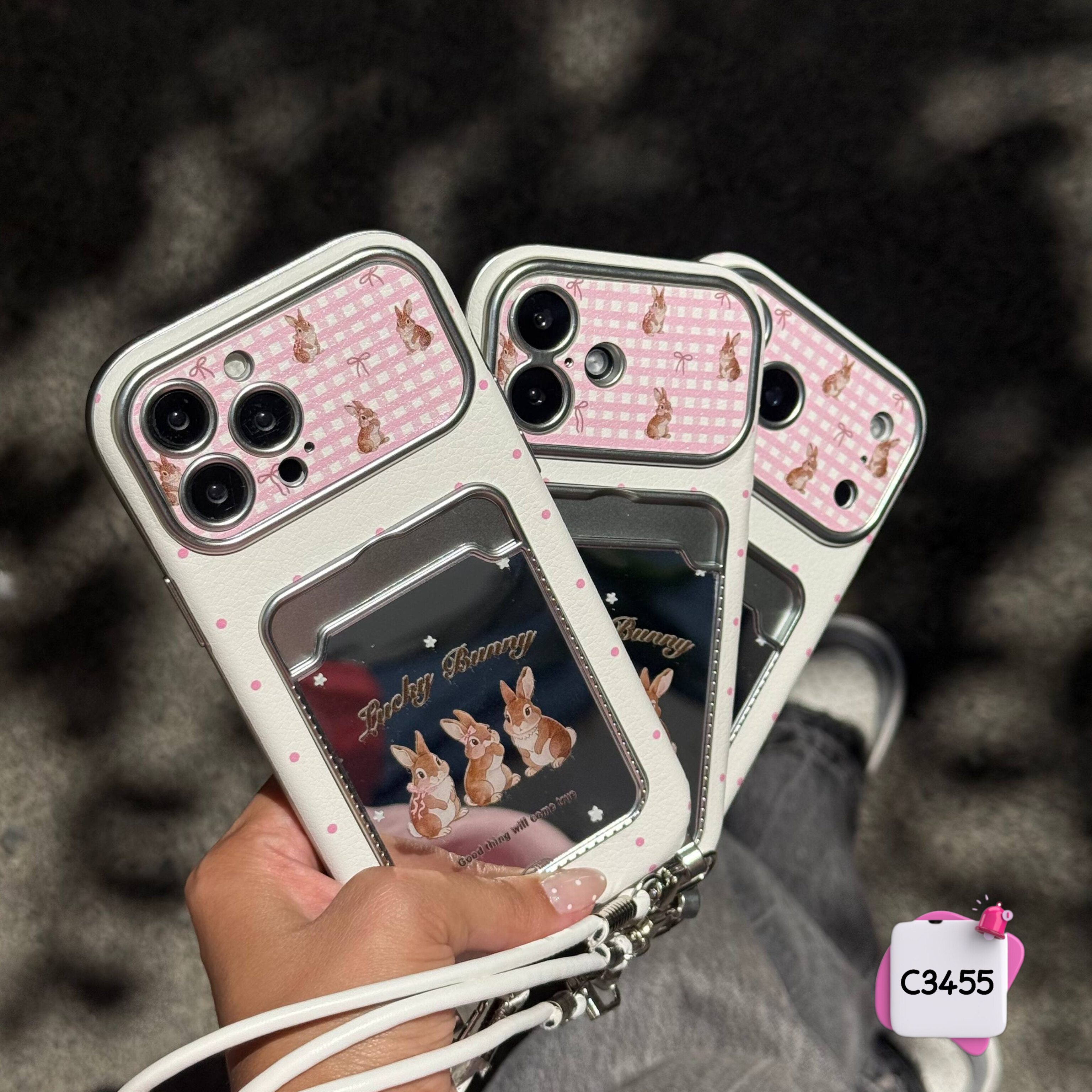 قاب گوشی لاکی بانی کانسپت جاکارتی دار + بند کد c3455 / ایفون