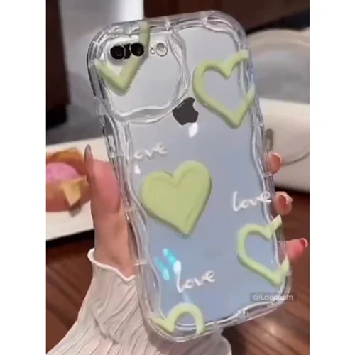 قاب تخفیفی شفاف قلب سبز