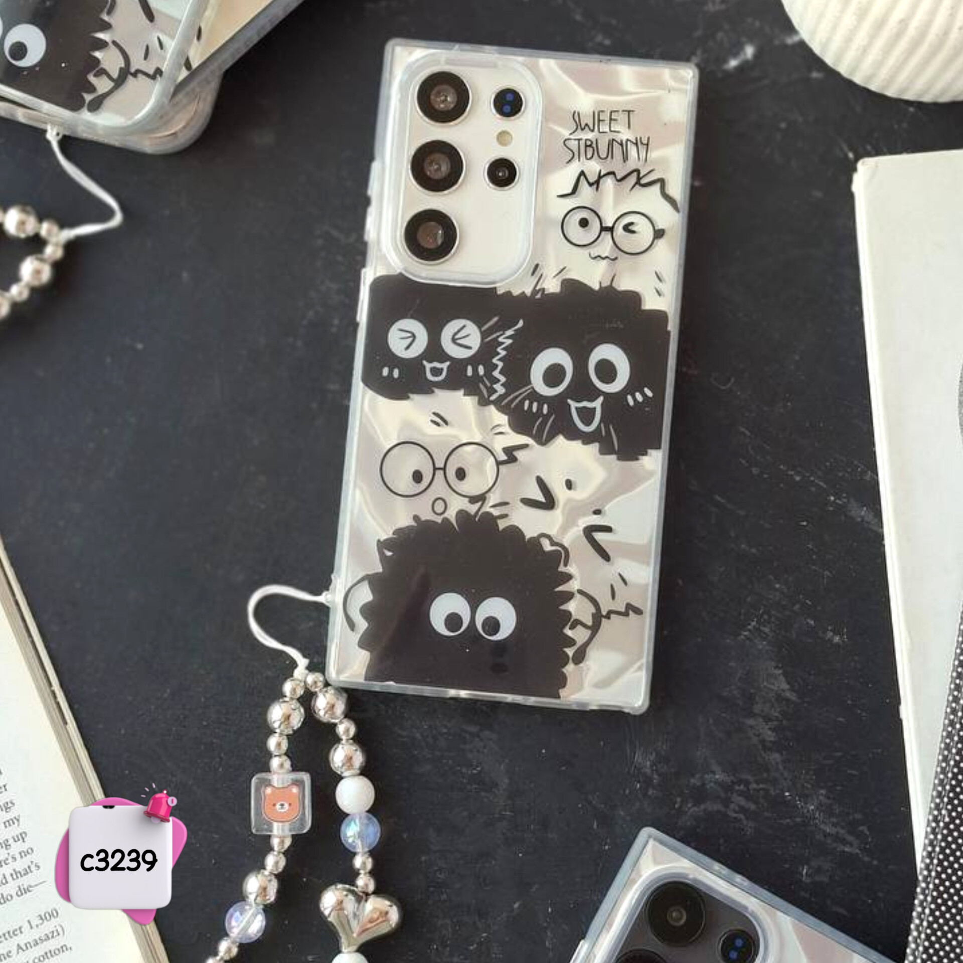 قاب گوشی هپل هولوگرامی + آویز c3239 /ایفون سامسونگ شیائومی