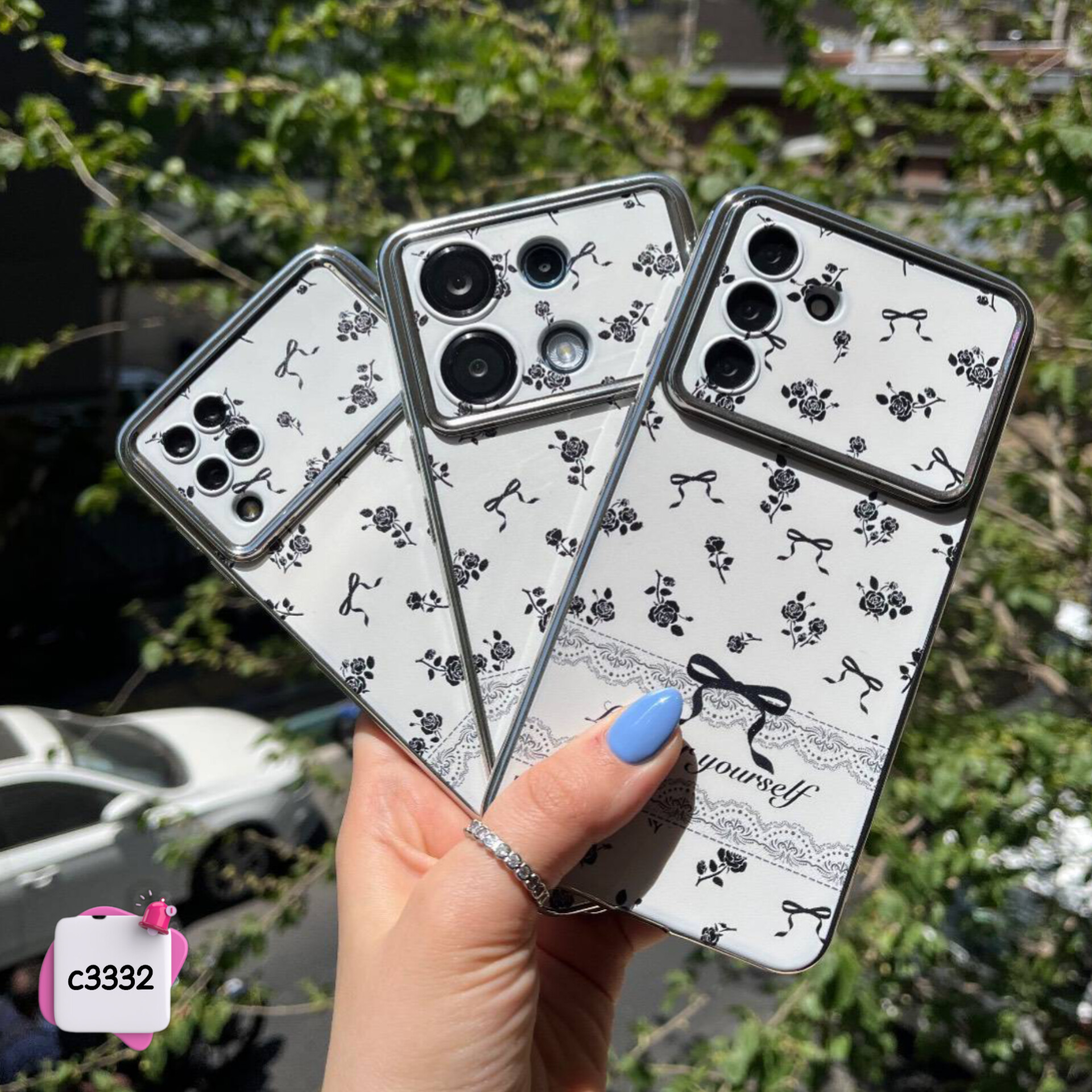 قاب گوشی پاپیون رز مشکی (کانسپت آیفون 17) کد c3332 / سامسونگ شیائومی
