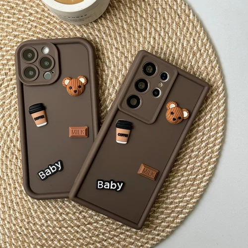 قاب گوشی سولید خرس و قهوه solid baby /آیفون سامسونگ