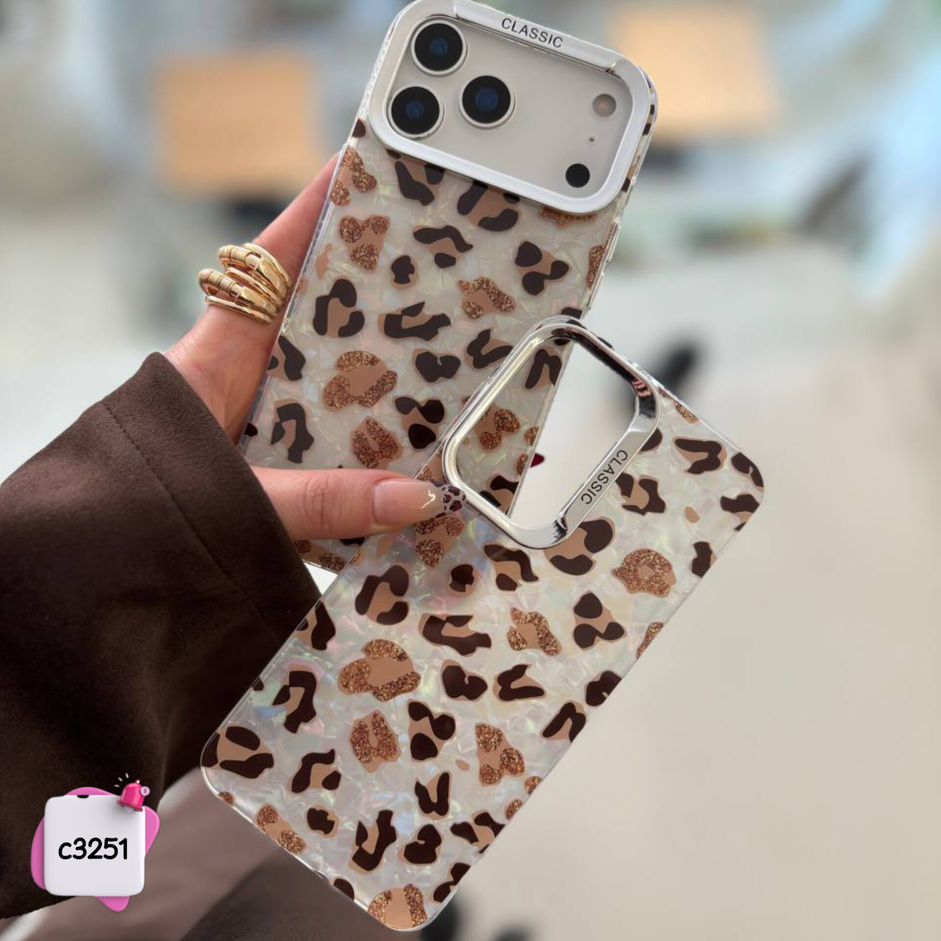 قاب گوشی پلنگی ماربل (لنز کلاسیک) نیمه شفاف c3251 / آیفون سامسونگ شیائومی