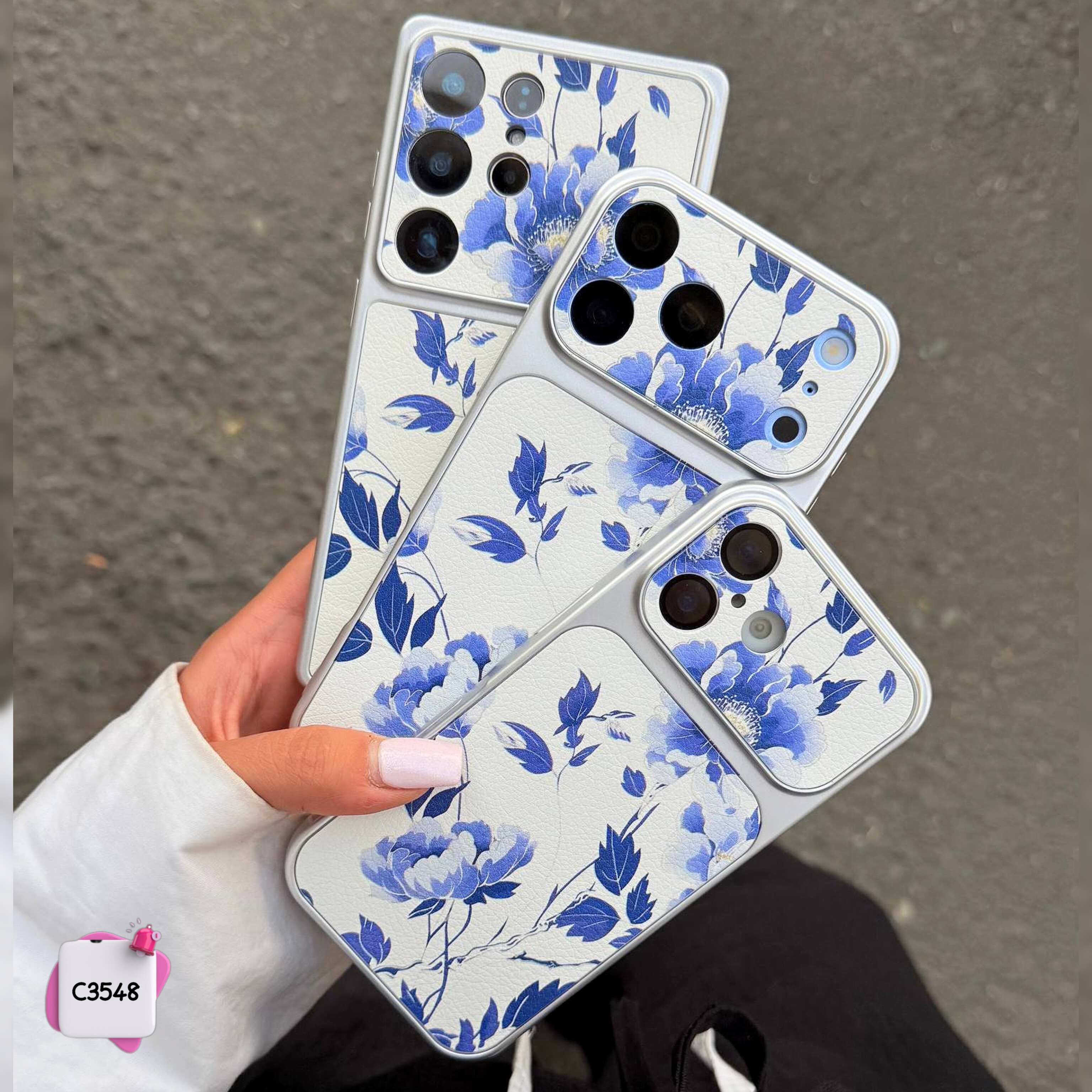 قاب گوشی گل پیونی آبی blue peony کد c3548 / ایفون سامسونگ شیائومی