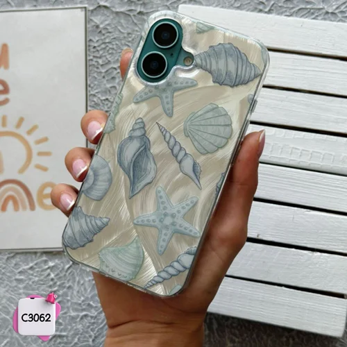 قاب گوشی صدفی ستاره دریایی سفید C3062 / آیفون سامسونگ