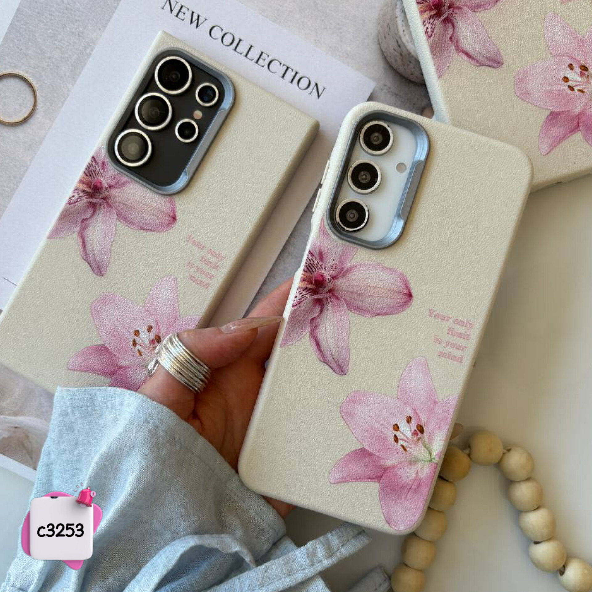 قاب گوشی گل لیلیوم صورتی کد c3253 / ایفون سامسونگ شیائومی