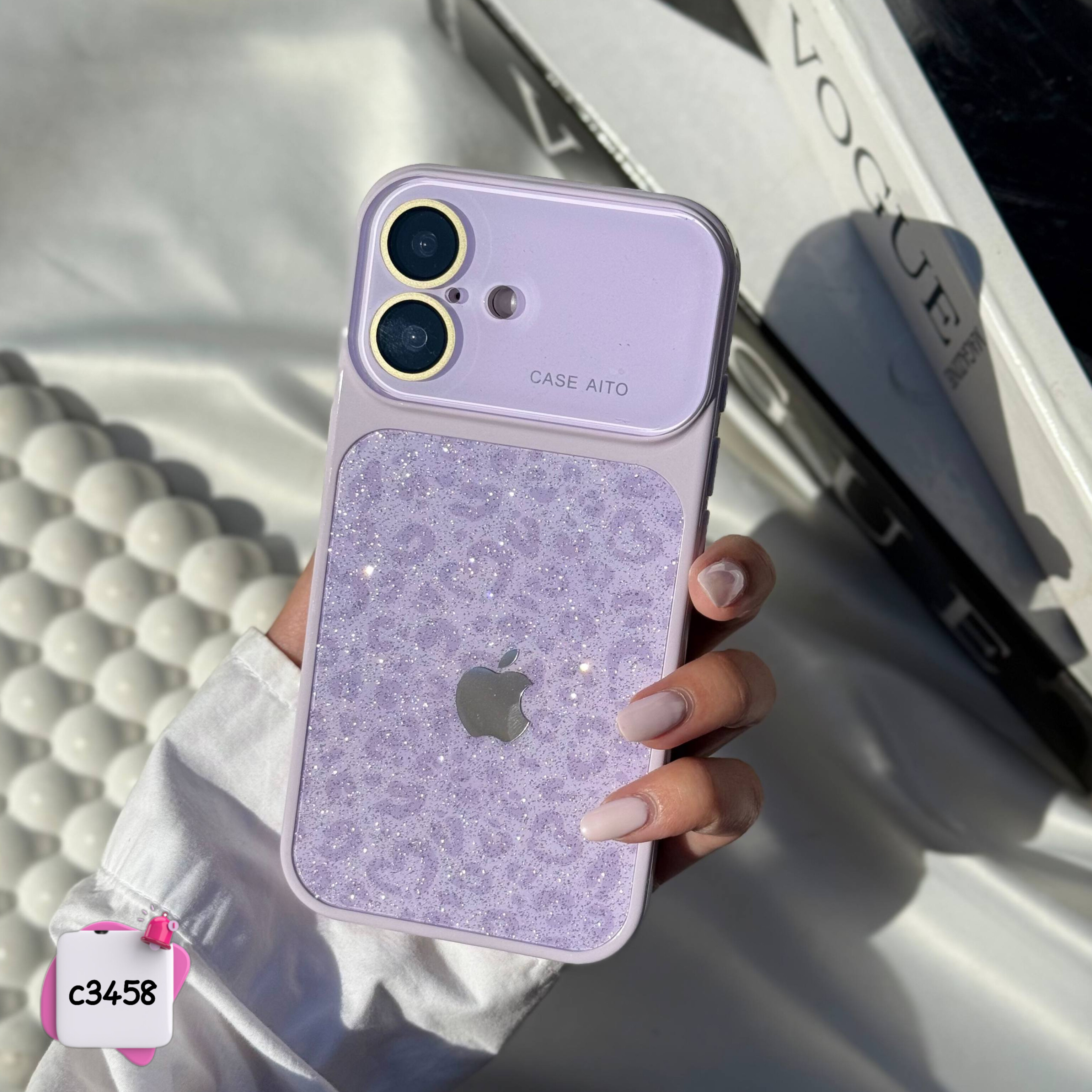 قاب گوشی کانسپت پلنگی یاسی اکلیلی کد c3458 / ایفون