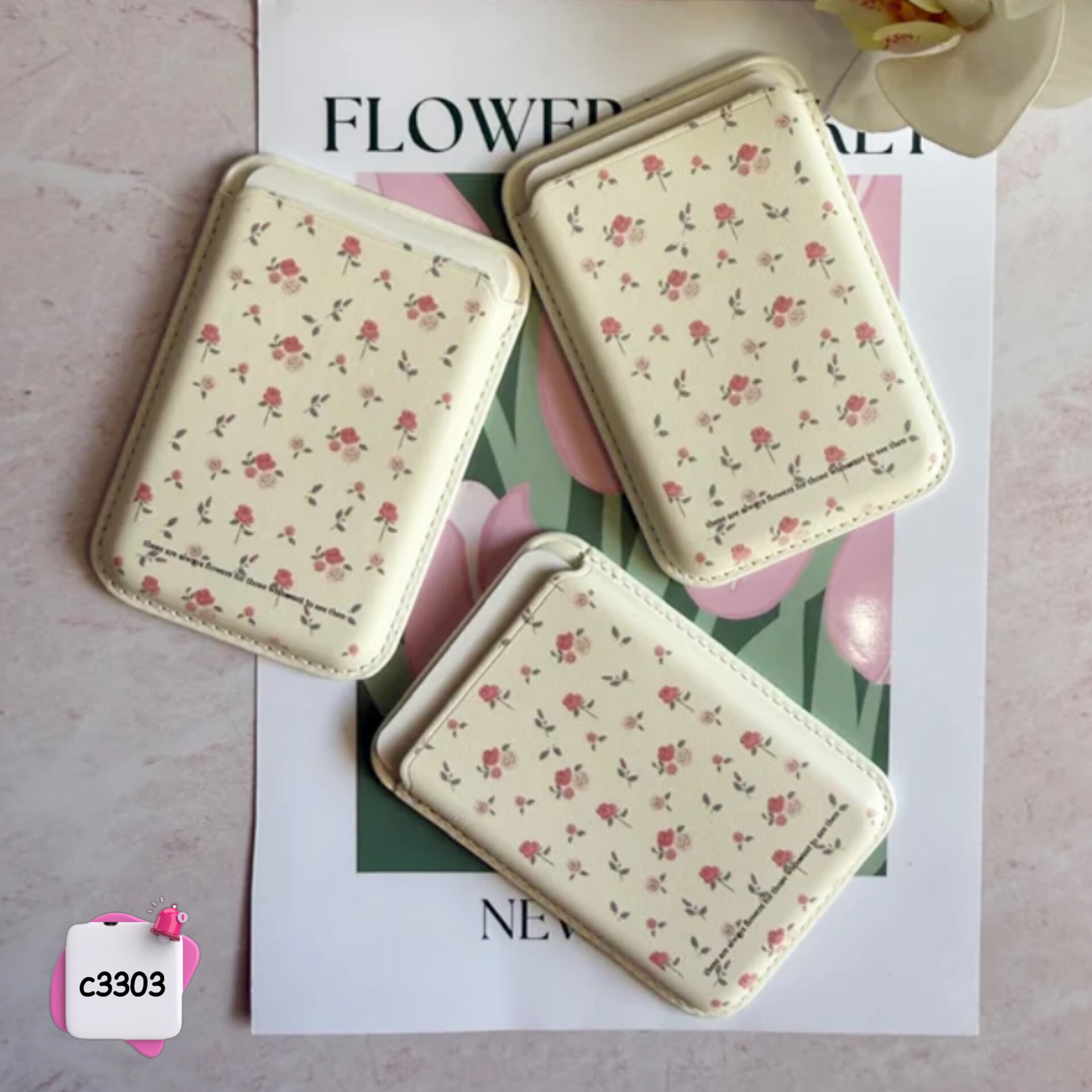 ولت مگ سیف چرمی طرح گل رز کد c3303