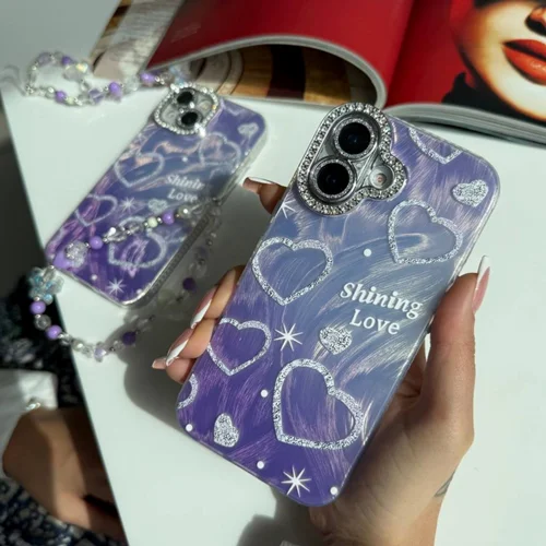 قاب گوشی پرپل هارت Purple heart + بند ست / آیفون