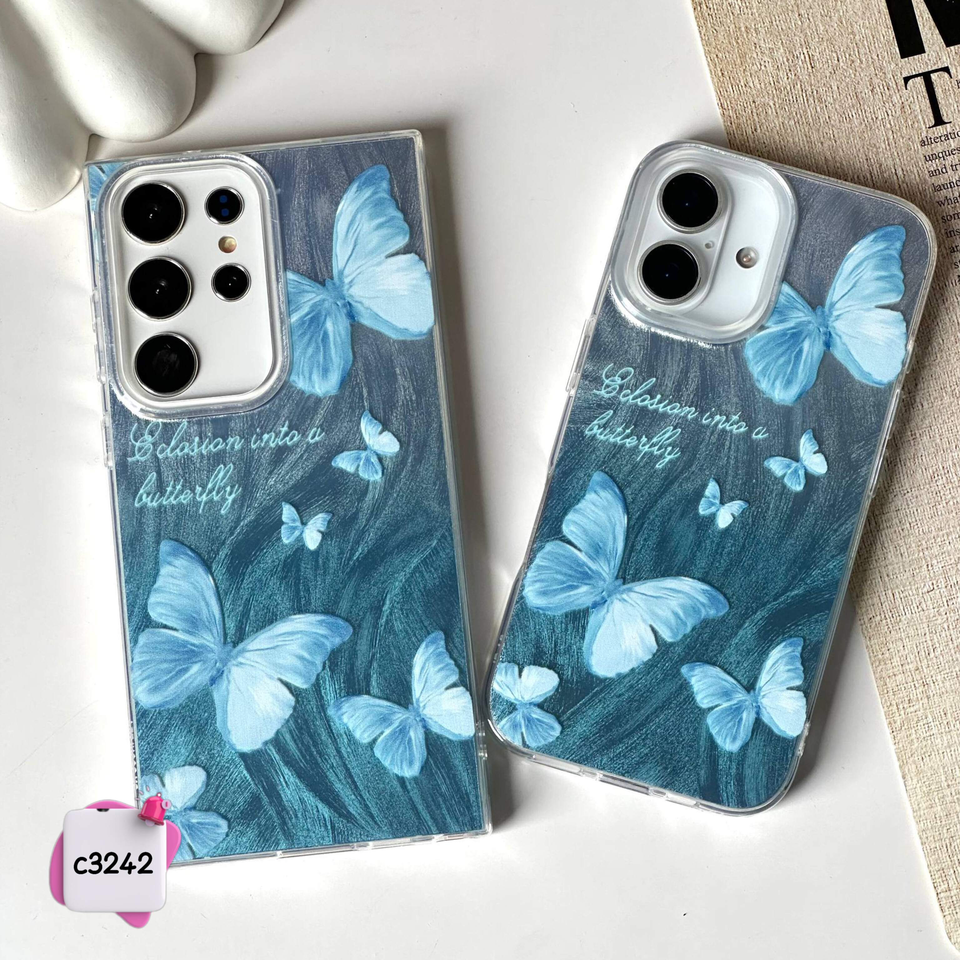 قاب گوشی پروانه آبی براش c3243 / ایفون سامسونگ شیائومی