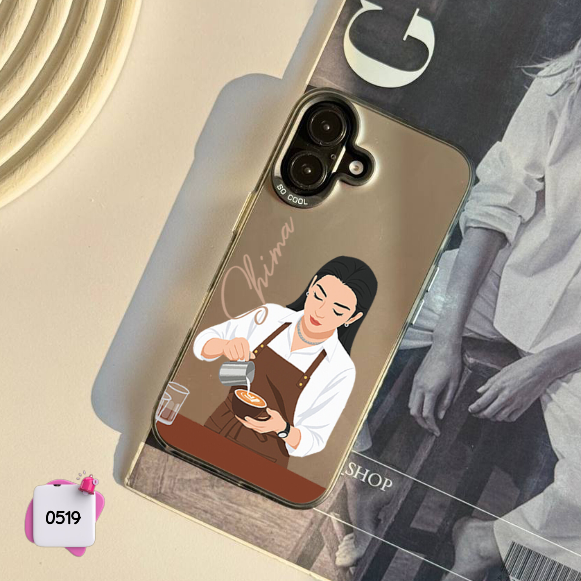 قاب گوشی سفارشی باریستا (با اسم دلخواه) سوکول Socool کد 0519 / آیفون سامسونگ شیائومی
