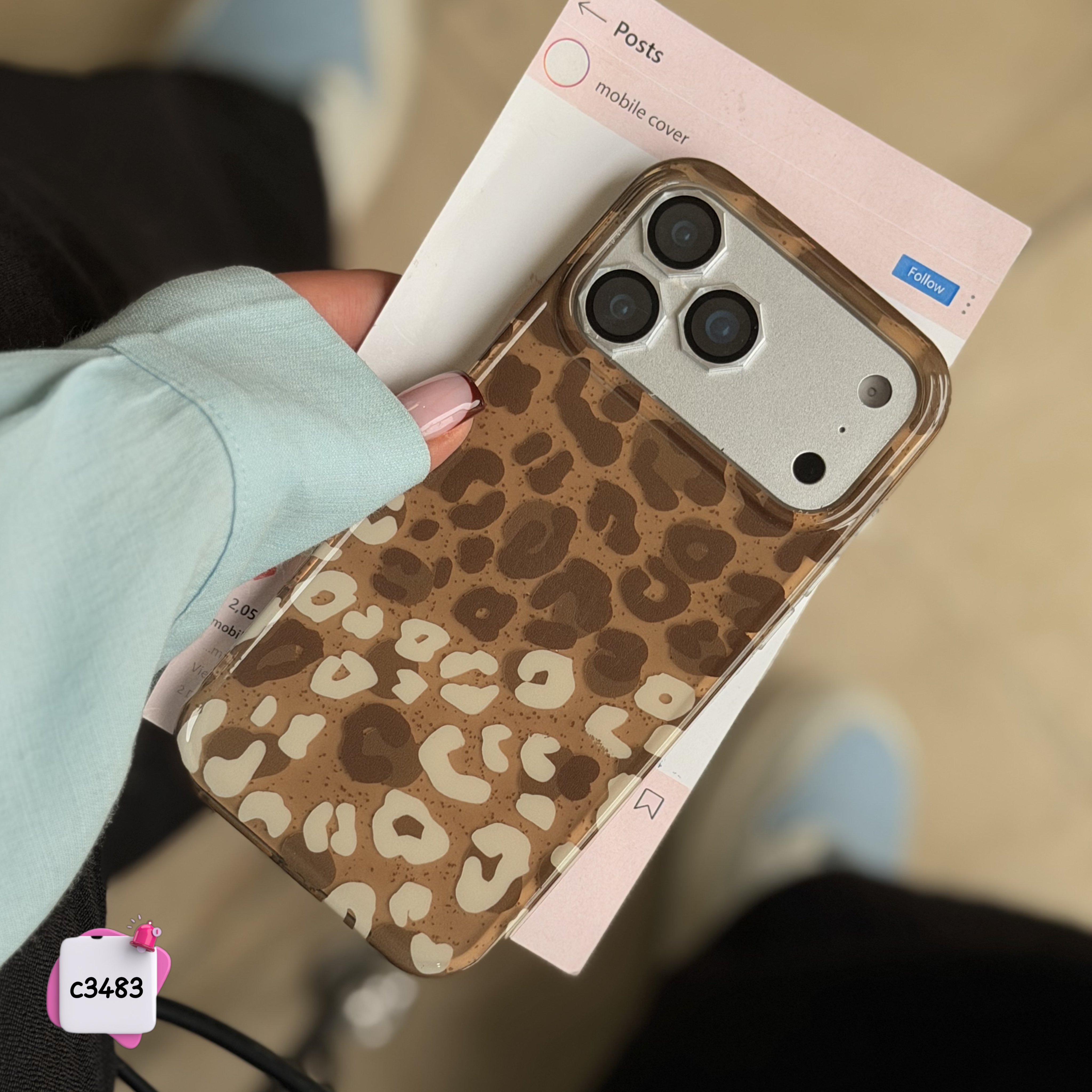 قاب گوشی پلنگی قهوه ای مینیمال کد c3483 / آیفون