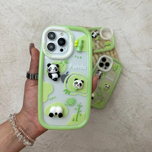 قاب گوشی آیفون پاندا برجسته شفاف
