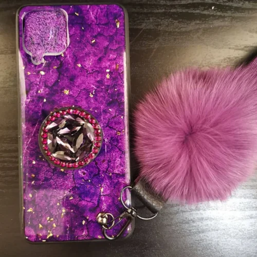 قاب ماربل بنفش با بند و پاپ سوکت