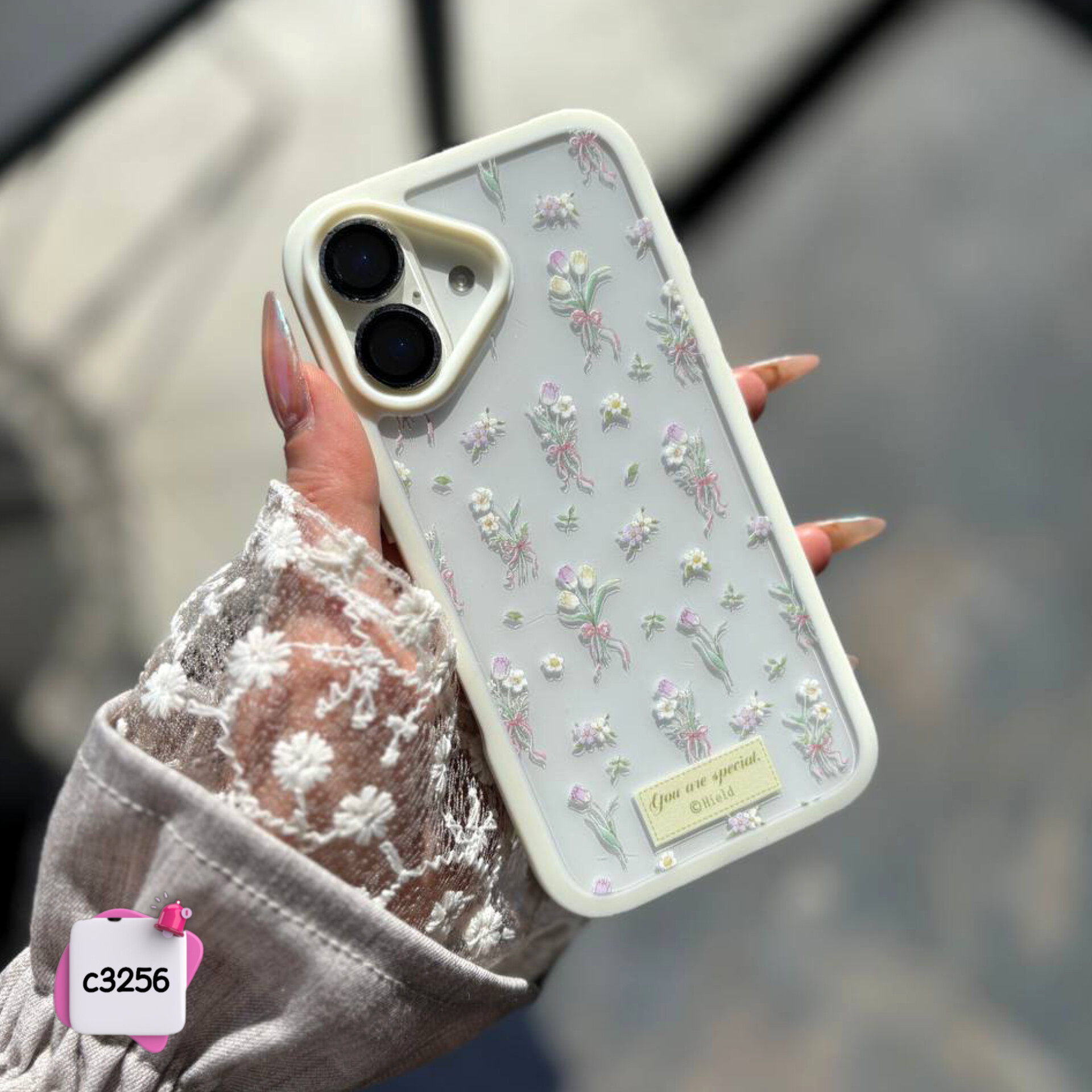 قاب گوشی گل ریز مینیمال شفاف کد c3256