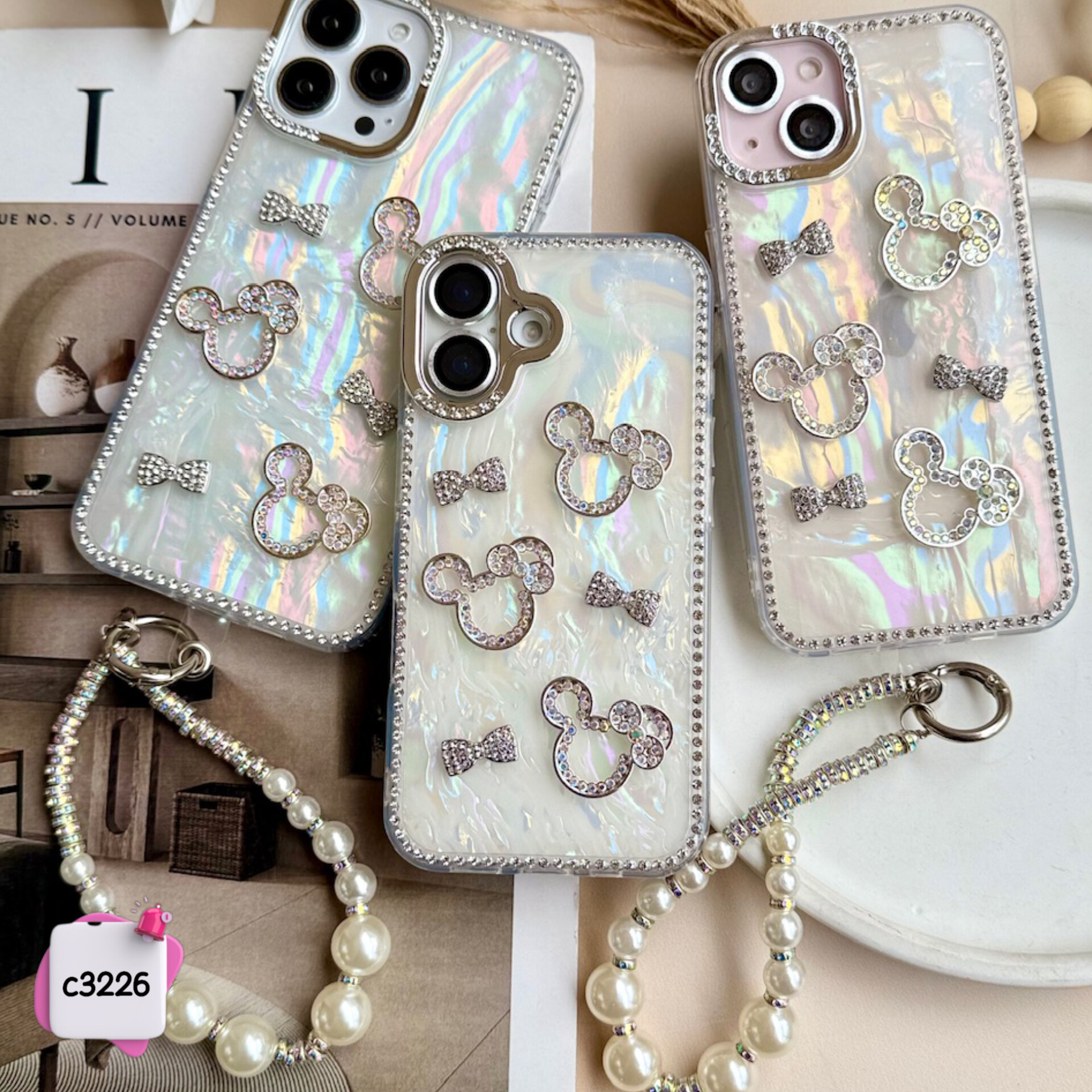 قاب گوشی میکی دیاموند یخی + آویز c3226