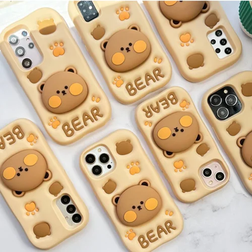 قاب گوشی خرسی سیلیکونی استندشو bear /آیفون سامسونگ شیائومی