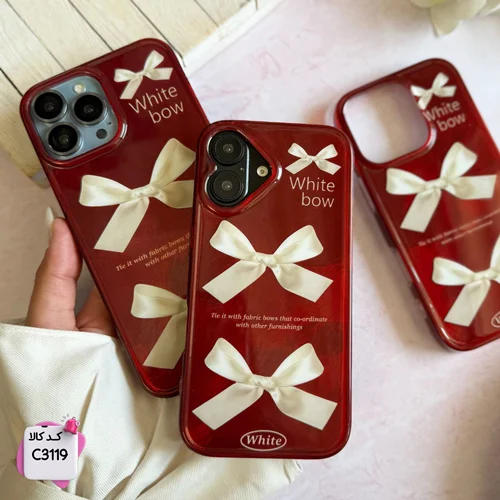 قاب گوشی چری پاپیون سفید white bow کد C3119 / آیفون