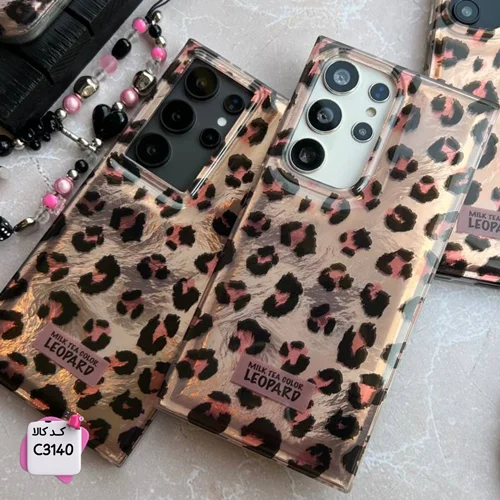 قاب گوشی پلنگی صورتی + آویز C3140 / ایفون سامسونگ شیائومی