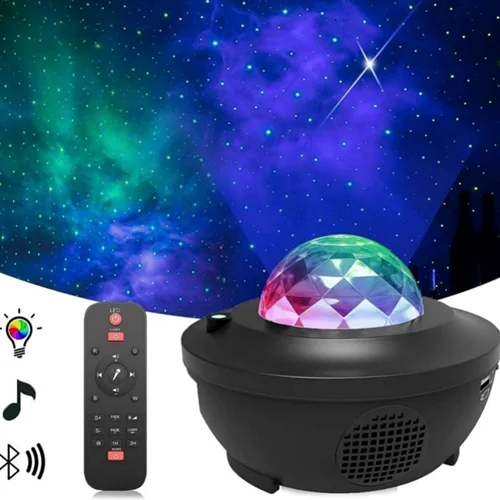 چراغ خواب رومیزی و اسپیکرSTARRY PROJECTOR LIGHT  مدل کهکشانی
