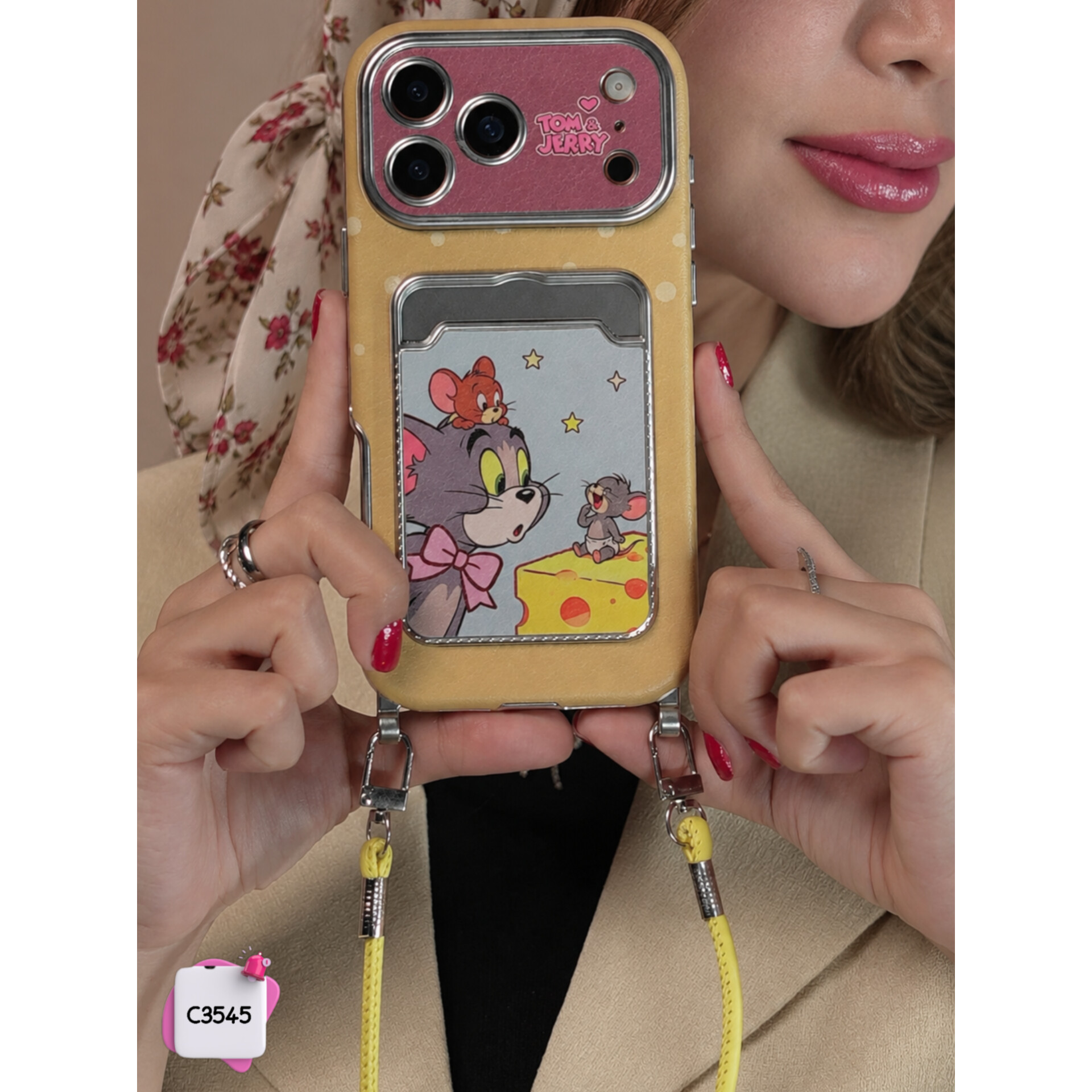 قاب گوشی تام و جری + بند کد c3545 / ایفون