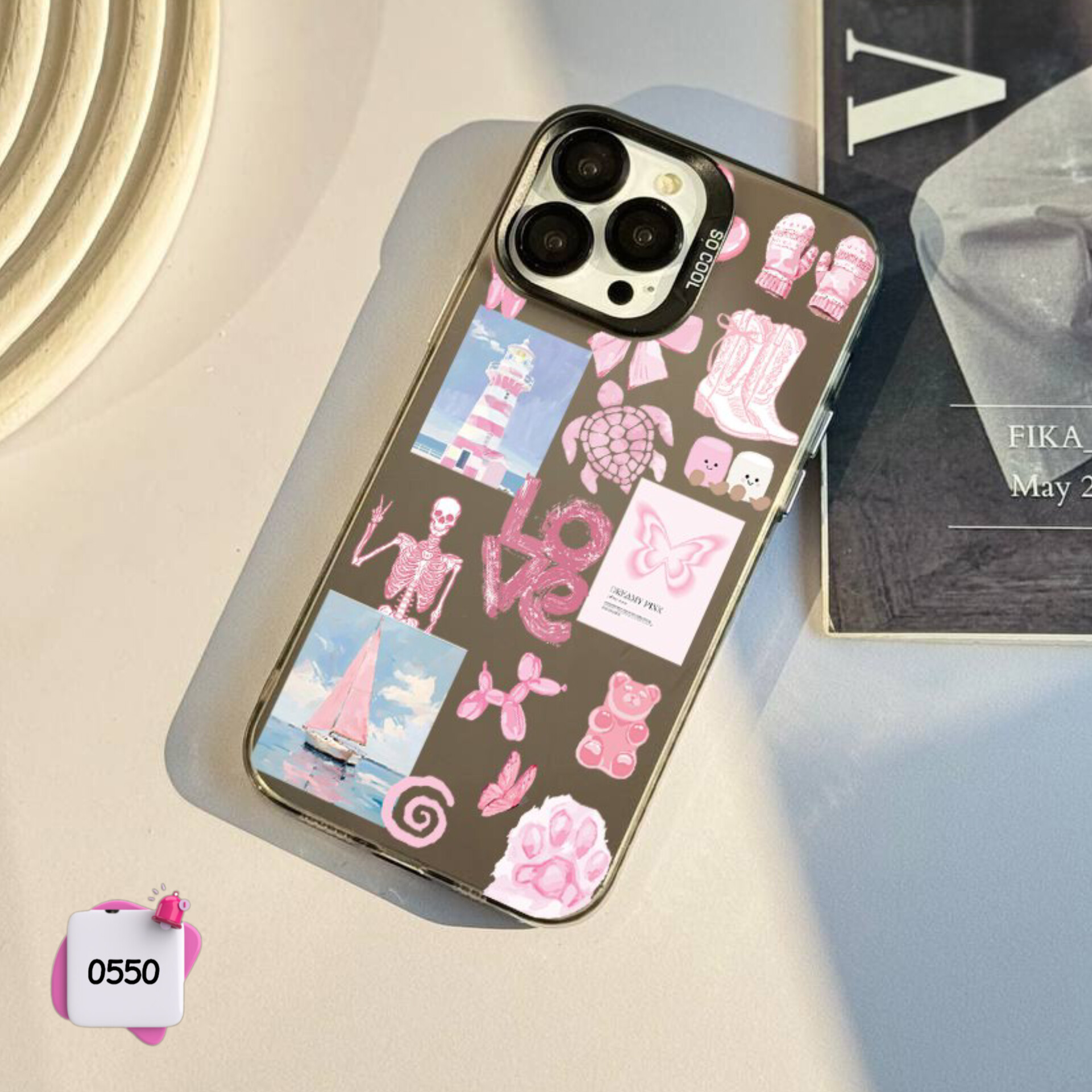 قاب گوشی سفارشی وایب صورتی رمانتیک سوکول Socool کد 0550 / آیفون سامسونگ شیائومی