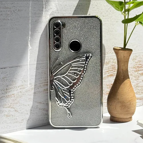 قاب گوشی پروانه پولکی آکواریومی نقره ای c1413 /سامسونگ شیائومی