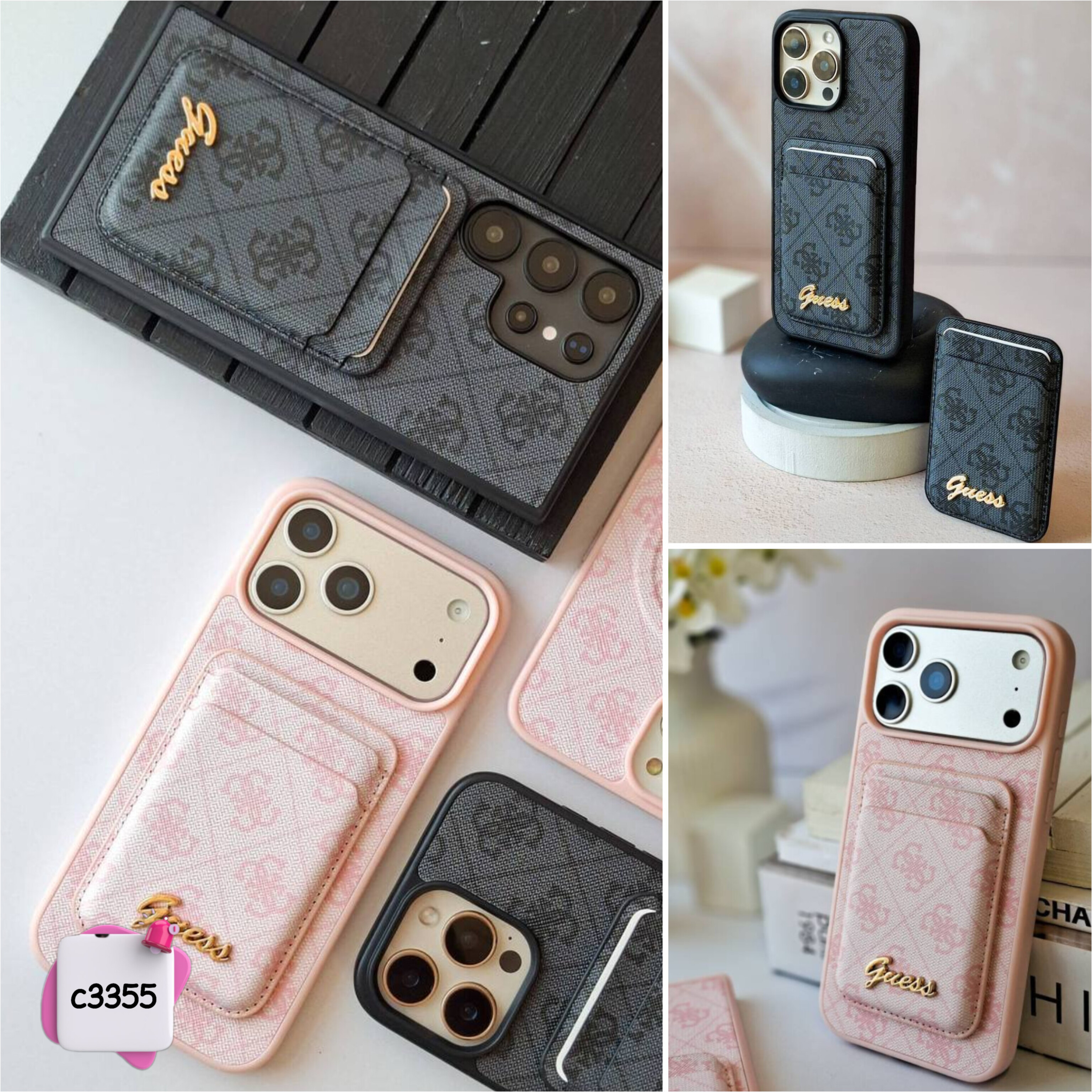 قاب گوشی گس Guess + ولت کد c3355 / ایفون سامسونگ