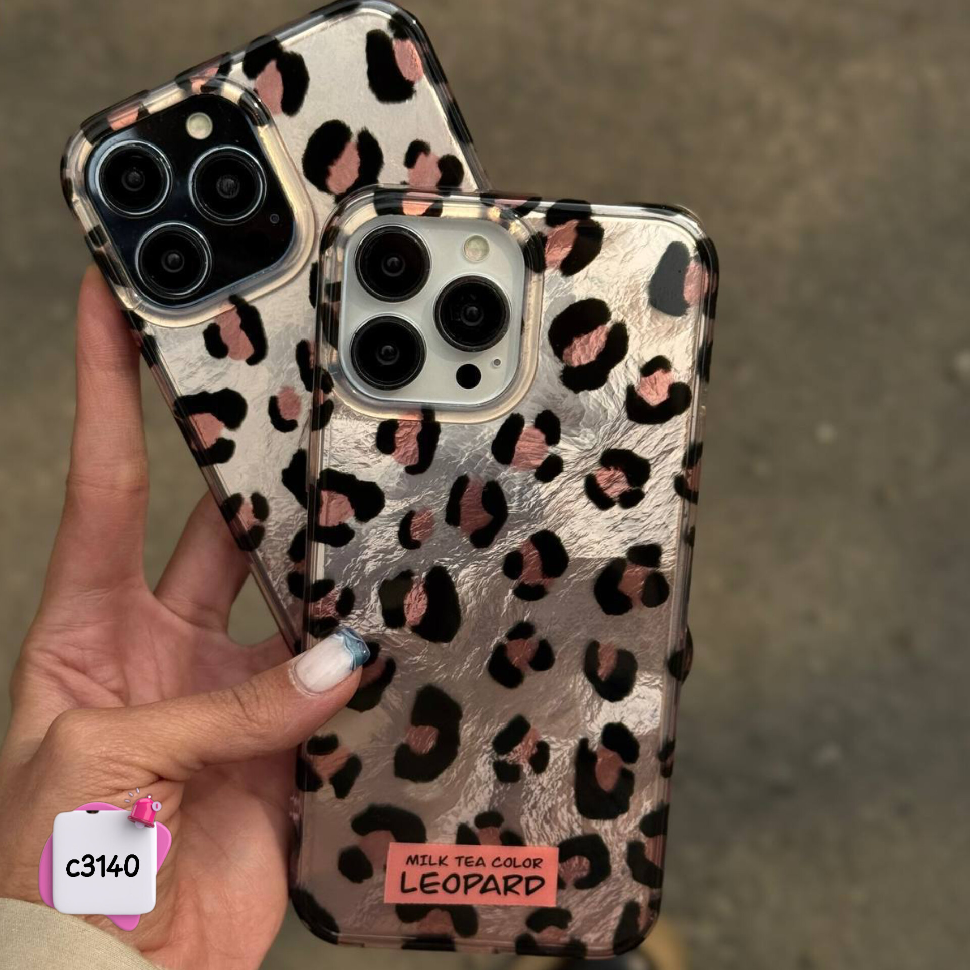 قاب گوشی پلنگی صورتی C3140 / آیفون