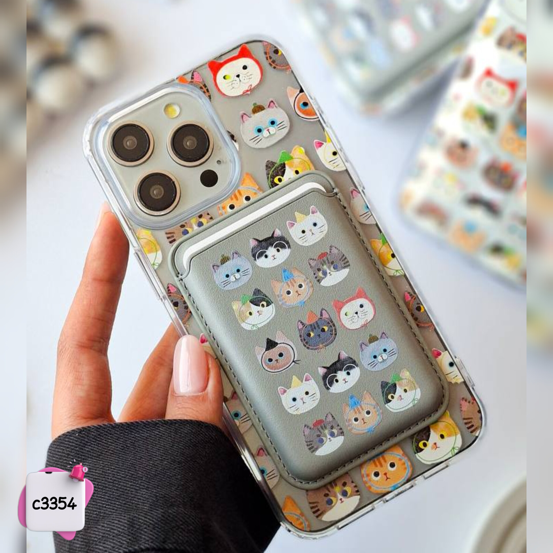قاب گوشی گربه رنگی + ولت کد c3354 / ایفون