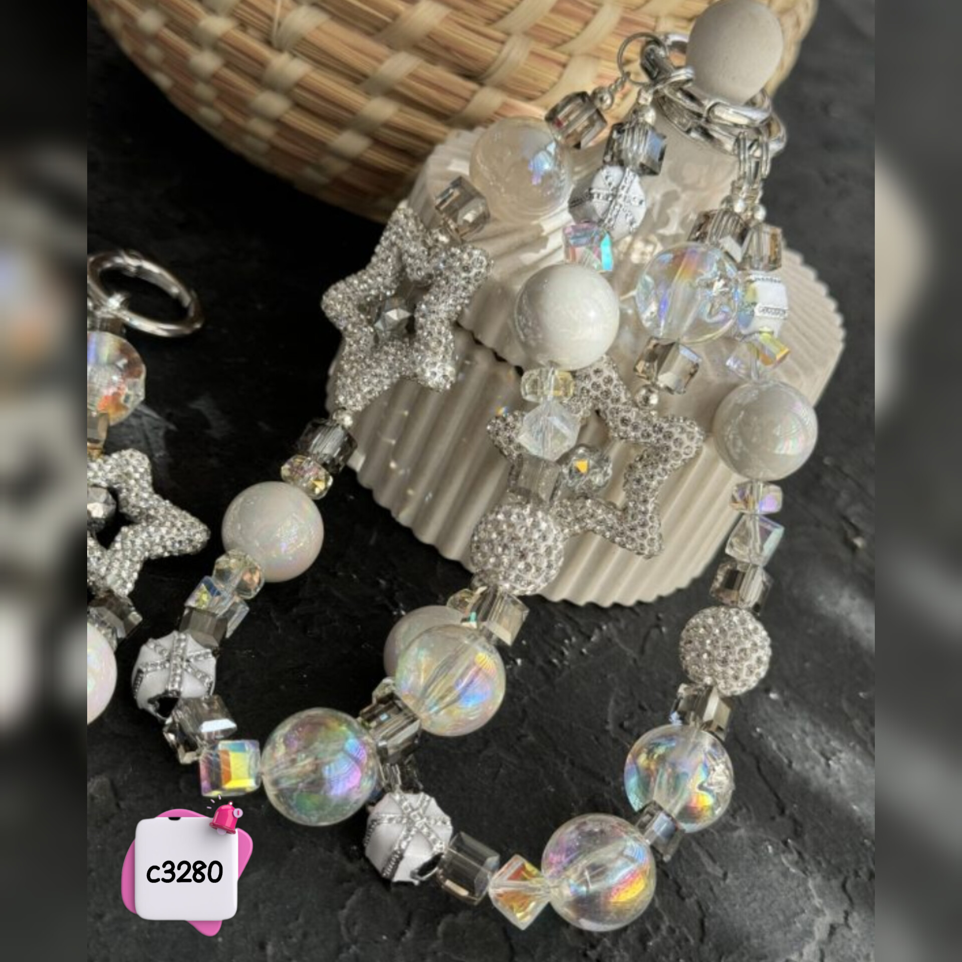 آویز گوشی ستاره بزرگ نگین دار c3280