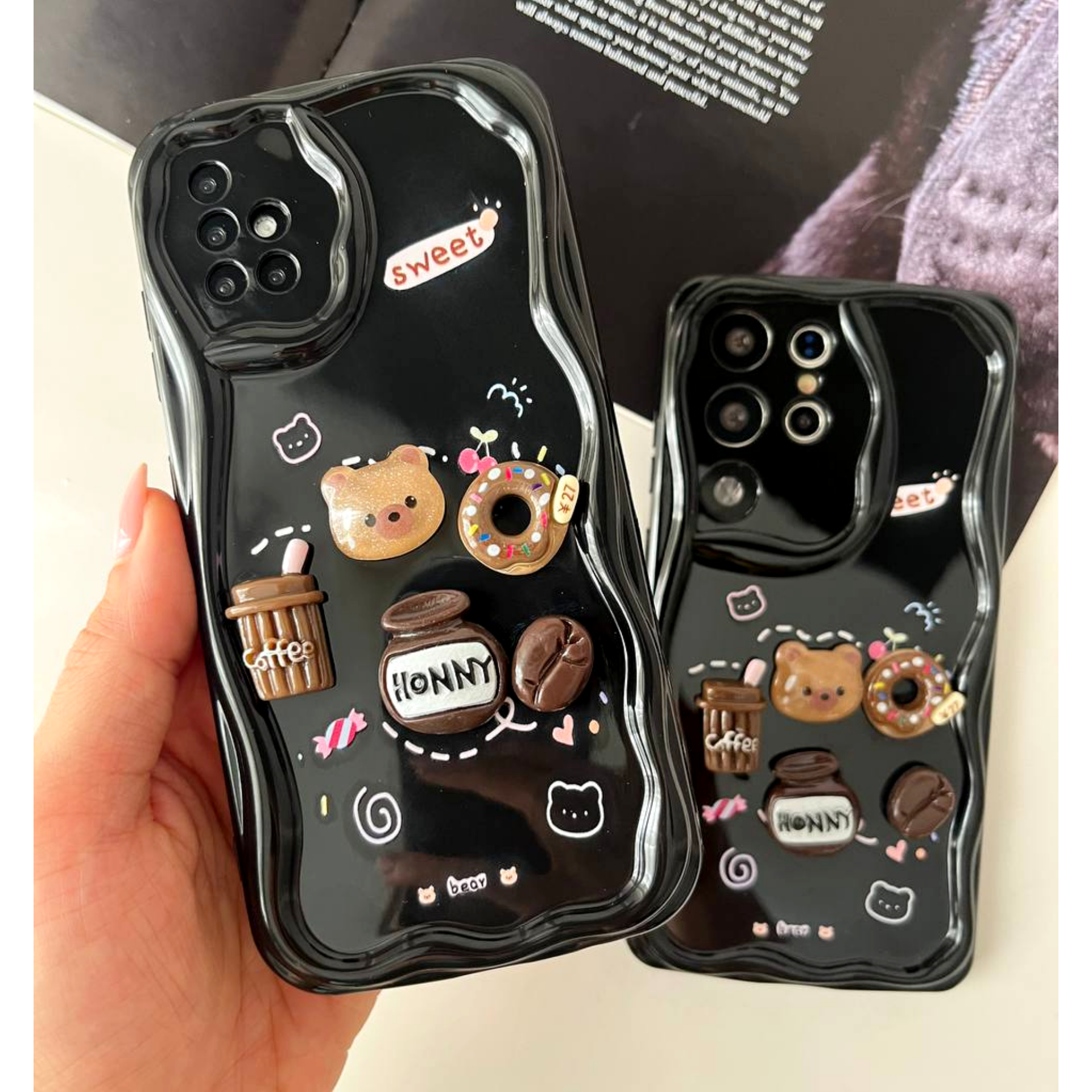 قاب خرس و قهوه sweet /آیفون سامسونگ شیائومی