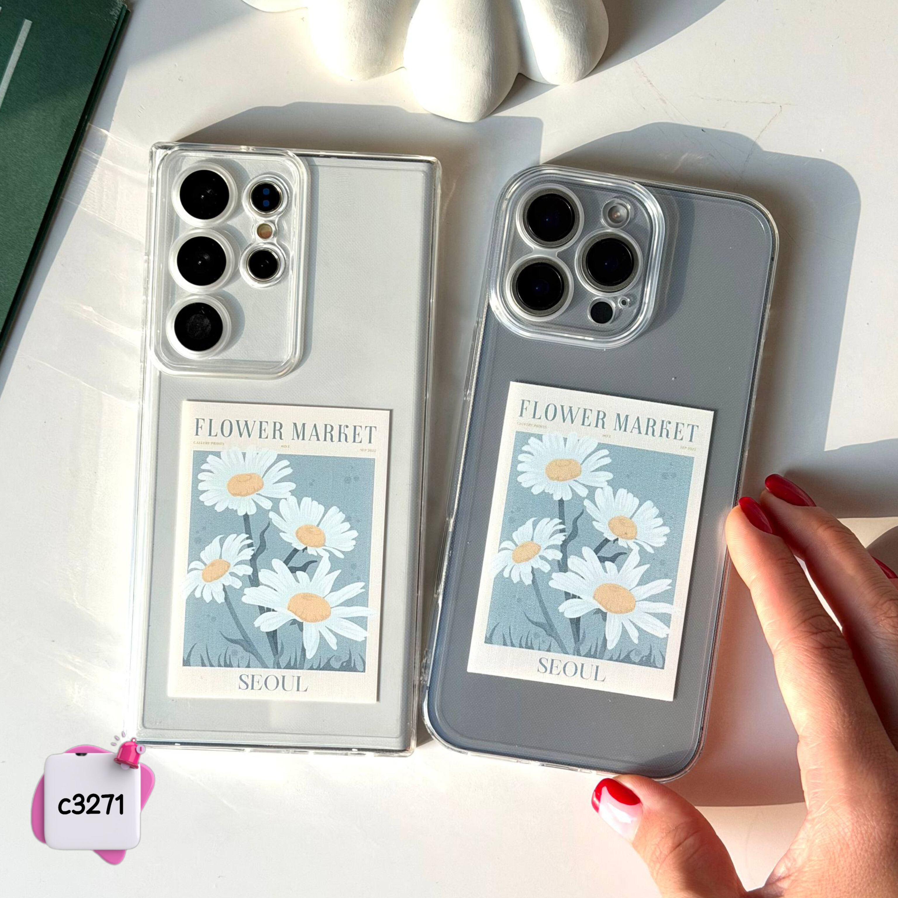 قاب گوشی گل بابونه شفاف c3271 / ایفون سامسونگ شیائومی