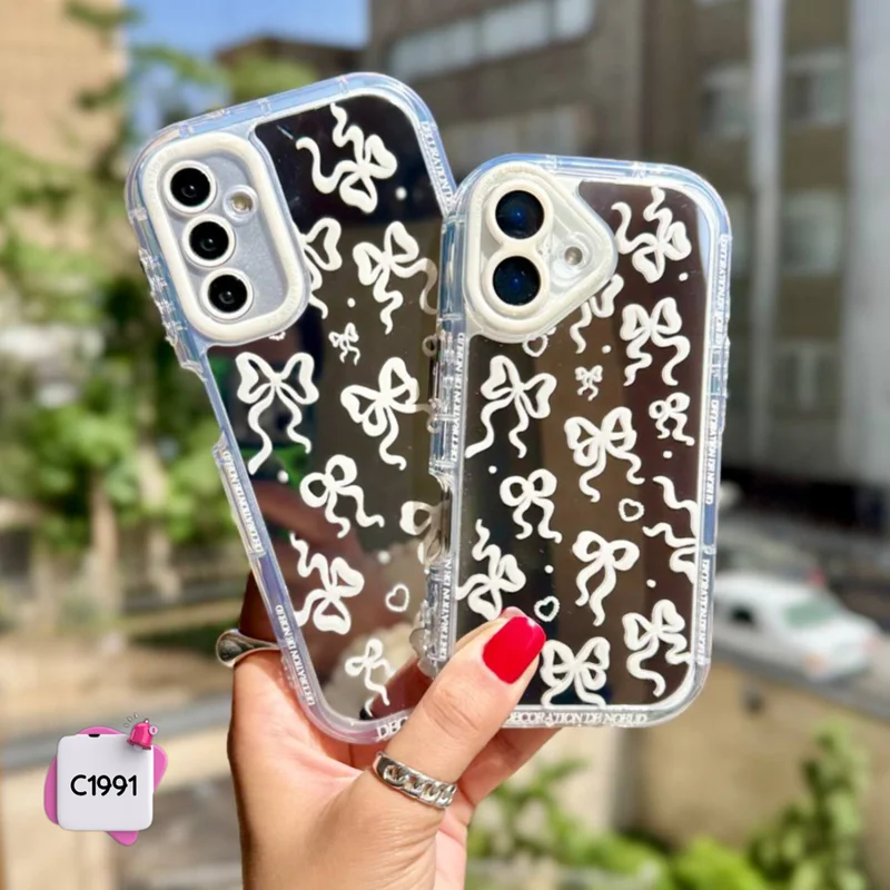 قاب گوشی پاپیون سفید آیینه ای C1991 /آیفون سامسونگ شیائومی