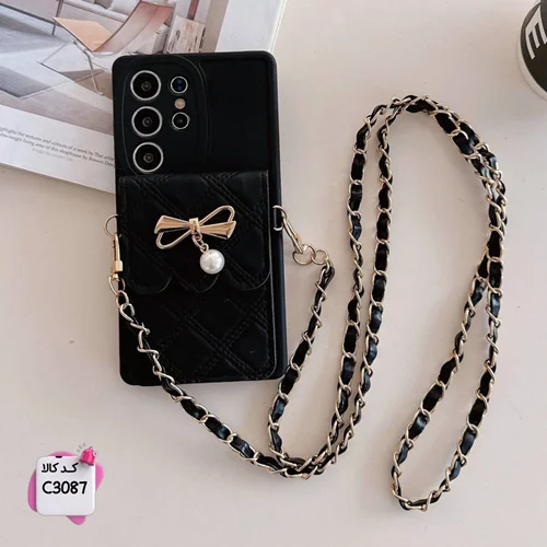 قاب گوشی جاکارتی دار چرمی + بند بلند کارتیر C3087 / آیفون سامسونگ شیائومی