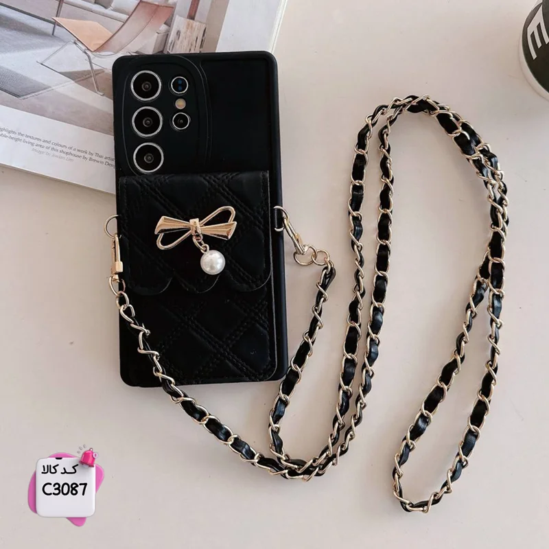 قاب گوشی جاکارتی دار چرمی + بند بلند کارتیر C3087 / آیفون سامسونگ شیائومی