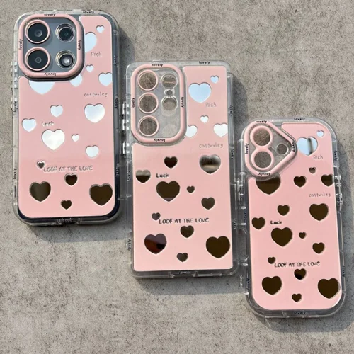 قاب گوشی  آیینه ای پینک لاو pink love / آیفون سامسونگ شیائومی