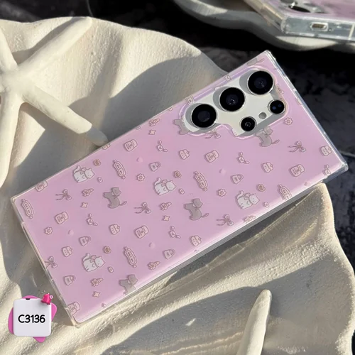 قاب گوشی بچه گربه کیوت صورتی C3136 / سامسونگ شیائومی