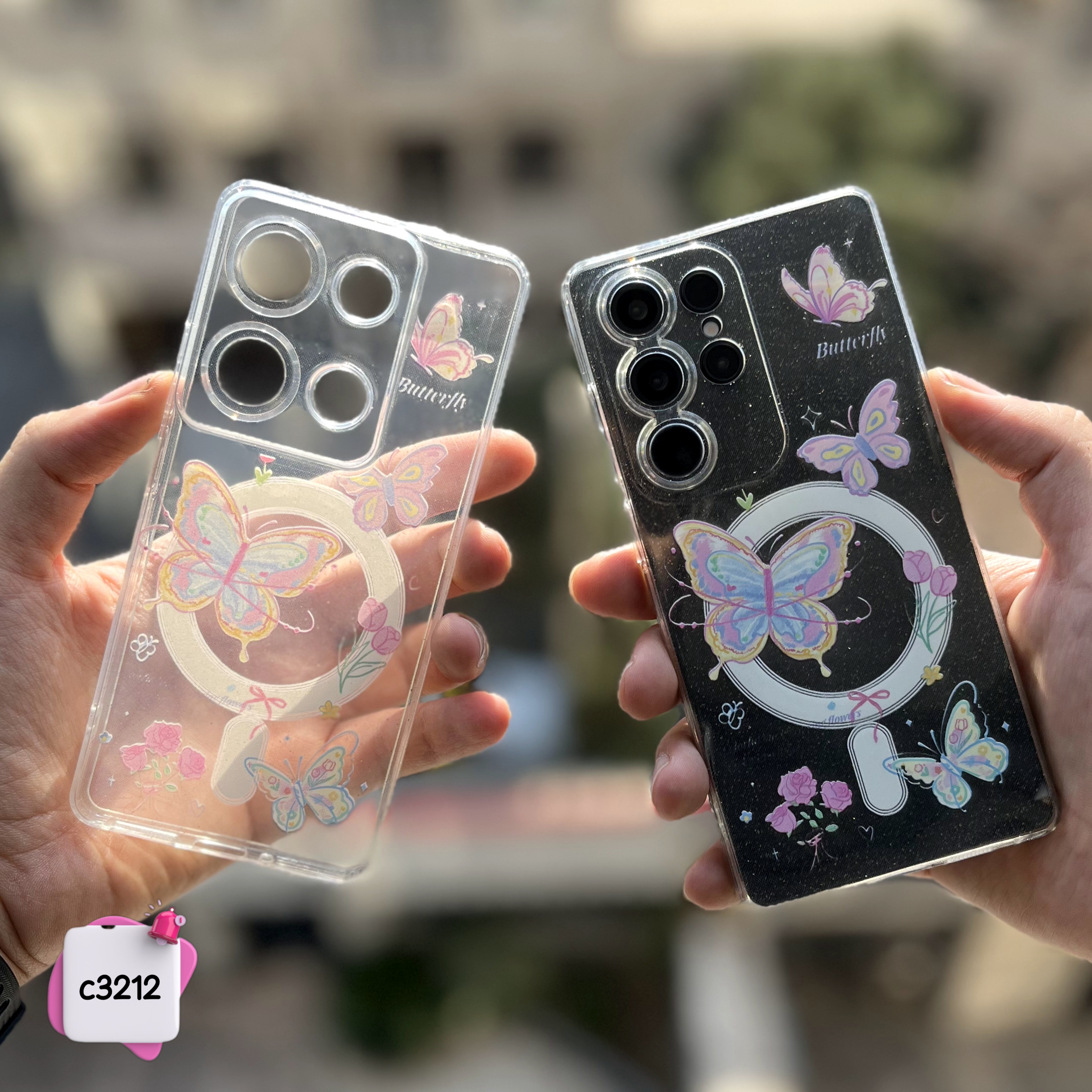 قاب گوشی پروانه رنگی شفاف شاین c3212 / سامسونگ شیائومی