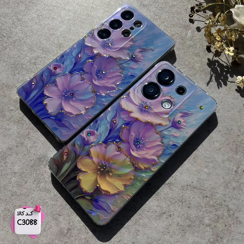 قاب گوشی گل هولوگرامی آبرنگی C3088 / آیفون سامسونگ شیائومی