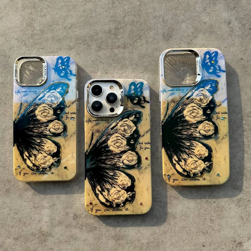 قاب آبرنگی پروانه با بال گلدار / آیفون سامسونگ شیائومی