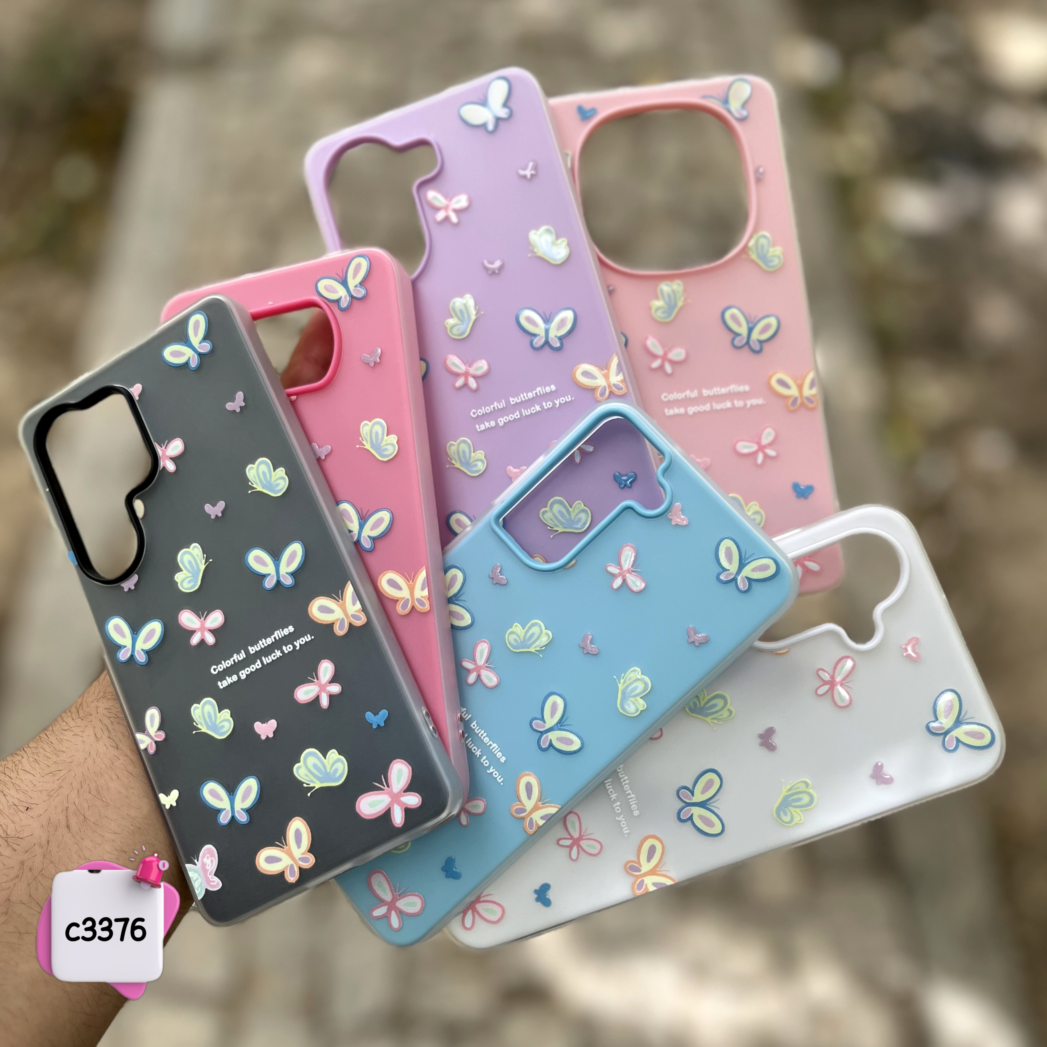 قاب گوشی پاستیلی پروانه دوتکه کد c3376 / شیائومی